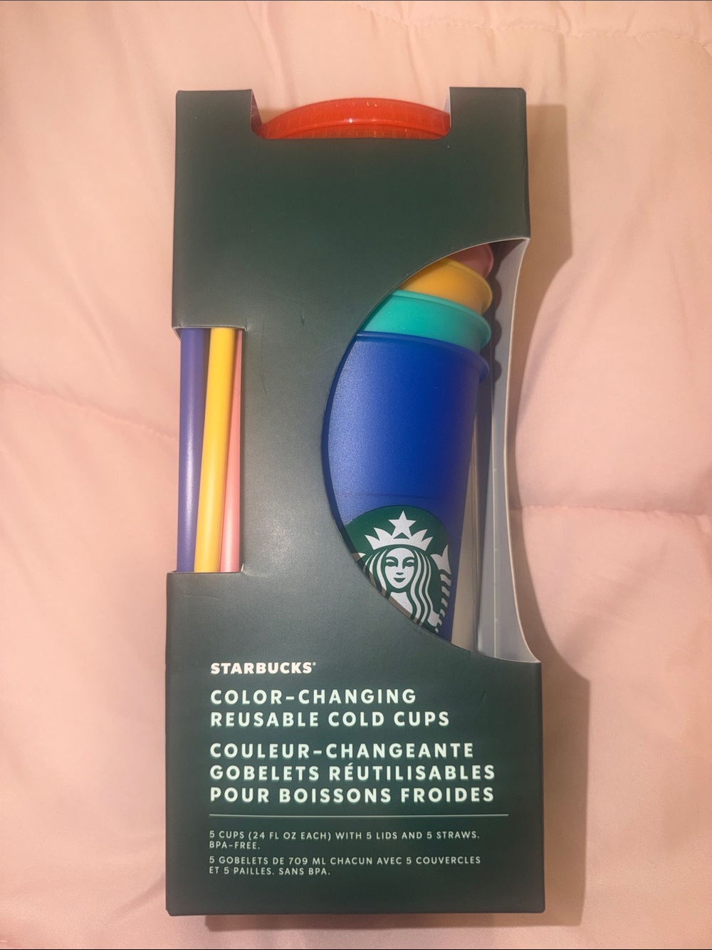 Starbucks Color-Changing Reusable Cold Cups — Blue, Teal, Yellow, Orange, Purple